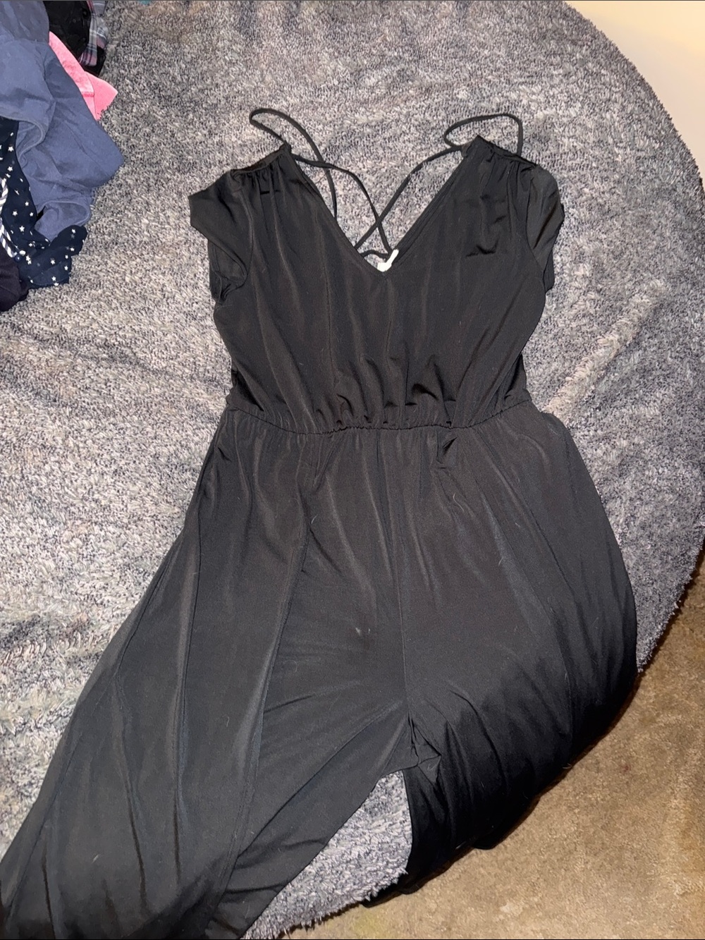 Maurices Black Strappy V-Neck Romper